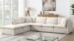 125.5'' Modular Sectional Sofa with Movable Ottoman,6-seat L pholstered Indoor Furniture, Wide Seat ,Free Combination, Oversized Chenille Sofa for Living Room & Apartment,2 Colors