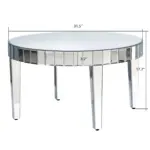 Dazzling Sliver Round Coffee Table with Starburst Mirror Mosaic Design, Glass Top for Living Room, Luxury Sofa Center Table, Modern Home Decor (31.5'' W * 31.5'' D * 18''H)