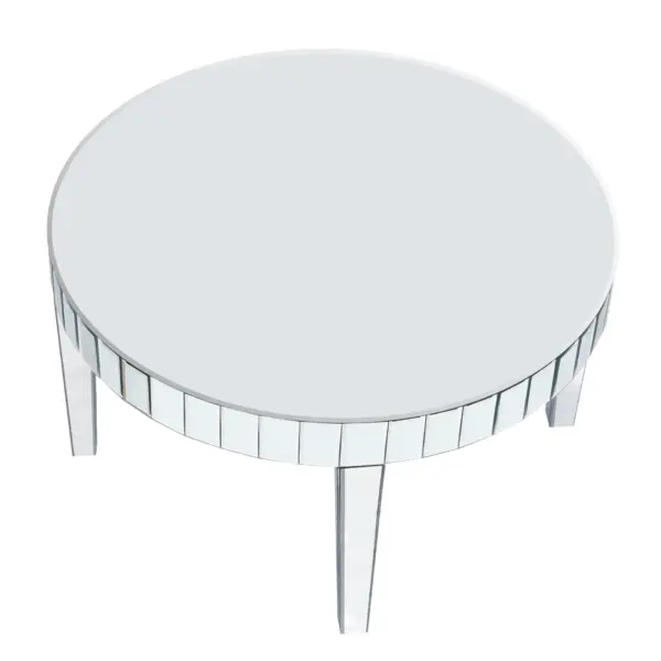 Dazzling Sliver Round Coffee Table with Starburst Mirror Mosaic Design, Glass Top for Living Room, Luxury Sofa Center Table, Modern Home Decor (31.5'' W * 31.5'' D * 18''H)