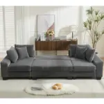 114' Sleeper Sofa,U Shaped Sofa , Pull Out Bed,Convertible Oversize 2 in 1 Sleeper Sofa, Living Room,Upholstery Sofa Bed,Adjustable Sleeper Sofa,Corduroy,Dark Gray