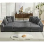 114' Sleeper Sofa,U Shaped Sofa , Pull Out Bed,Convertible Oversize 2 in 1 Sleeper Sofa, Living Room,Upholstery Sofa Bed,Adjustable Sleeper Sofa,Corduroy,Dark Gray