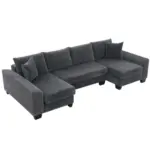 114' Sleeper Sofa,U Shaped Sofa , Pull Out Bed,Convertible Oversize 2 in 1 Sleeper Sofa, Living Room,Upholstery Sofa Bed,Adjustable Sleeper Sofa,Corduroy,Dark Gray