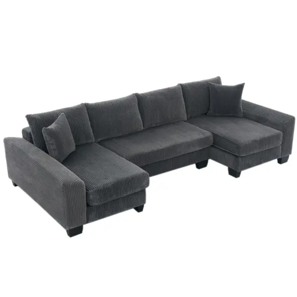 114' Sleeper Sofa,U Shaped Sofa , Pull Out Bed,Convertible Oversize 2 in 1 Sleeper Sofa, Living Room,Upholstery Sofa Bed,Adjustable Sleeper Sofa,Corduroy,Dark Gray