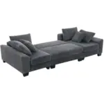 114' Sleeper Sofa,U Shaped Sofa , Pull Out Bed,Convertible Oversize 2 in 1 Sleeper Sofa, Living Room,Upholstery Sofa Bed,Adjustable Sleeper Sofa,Corduroy,Dark Gray