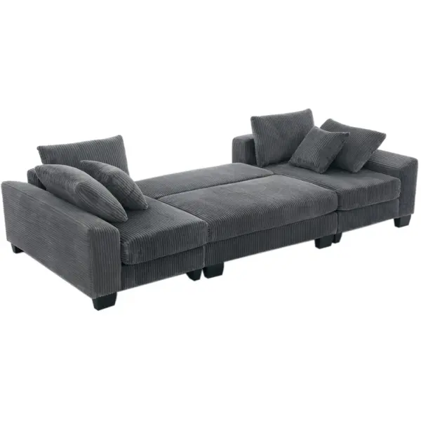 114' Sleeper Sofa,U Shaped Sofa , Pull Out Bed,Convertible Oversize 2 in 1 Sleeper Sofa, Living Room,Upholstery Sofa Bed,Adjustable Sleeper Sofa,Corduroy,Dark Gray