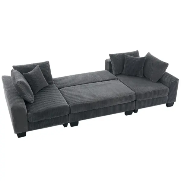 114' Sleeper Sofa,U Shaped Sofa , Pull Out Bed,Convertible Oversize 2 in 1 Sleeper Sofa, Living Room,Upholstery Sofa Bed,Adjustable Sleeper Sofa,Corduroy,Dark Gray