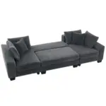 114' Sleeper Sofa,U Shaped Sofa , Pull Out Bed,Convertible Oversize 2 in 1 Sleeper Sofa, Living Room,Upholstery Sofa Bed,Adjustable Sleeper Sofa,Corduroy,Dark Gray