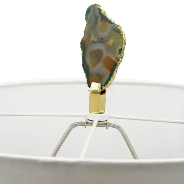 D15x29.5' Verdant Agate-Slice Table Lamp w/ Marble Base