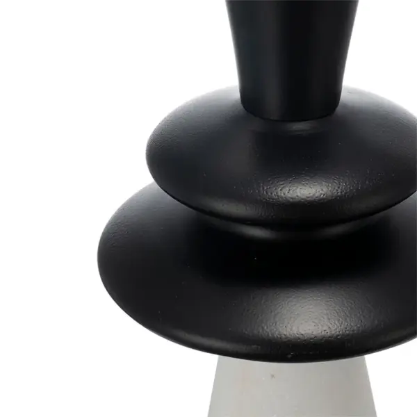 D15x26.7' Black Aluminum Table Lamp with Two Varying Disc Accents and White Shade(Lamp Shade Assembly Required)