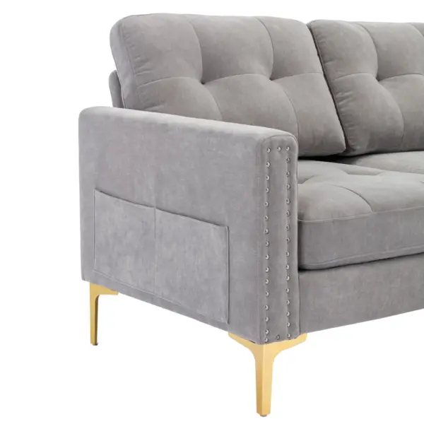 110.6' L-Shape Convertible Sectional Sofa Couch with Movable Ottoman for Living Room, Apartment, Office , Light Grey
