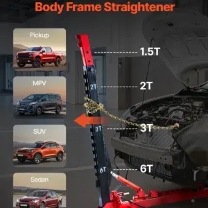 VEVOR Auto Body Frame Puller Straightener, 6T Tension Car Body Repair Equipment with 3T Airbag Jack & 6000PSI Hydraulic Foot Pump, Include 16 Straightening Tools, for Auto Repair Shop Sedan SUV Pickup