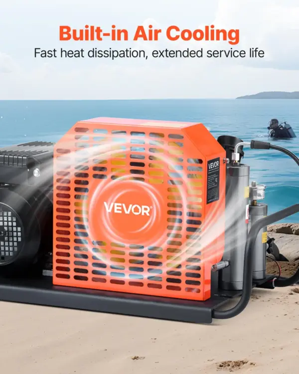 VEVOR PCP Air Compressor, 4500PSI/30Mpa Diving Scuba Tank Air Compressor, 60 L/min Four-Cylinder Auto Stop PCP Rifle Compressor Pump with Fan Cooling System for Scuba Tanks, Paintball, Firefighting