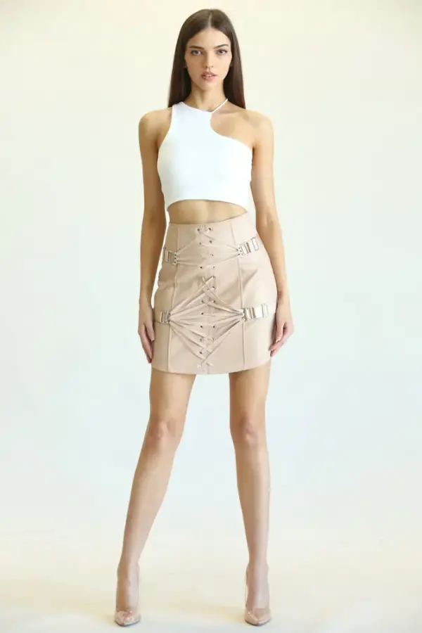 Vanessa- Stretch Faux Leather Skirt