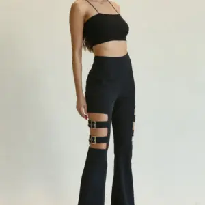 Lola- High Waisted Belted Bell Bottom Pants