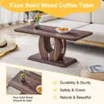 Modern Minimalist Walnut Dark Brown Texture Sticker-Patterned MDF Rectangular Coffee Table. Add a quiet and cozy atmosphere to your home.MDF coffee table,Walnut,Dark Brown textured Sticker,side table.