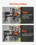 VEVOR Diamond Core Drilling Machine, 0.8-10 in Drilling Diameter, Stand-Mount Dry and Wet Concrete Core Drill Rig with 10 Bits, 470/800 RPM 2-Speed, UNC1 1/4-7 Thread, for Concrete Brick Stone, 2500W