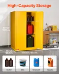 VEVOR Flammable Cabinet, 37.9 x 34.0 x 65.0 Inch, 65 Gallon Flammable Storage Cabinet with Adjustable Shelf, Cold-Rolled and Galvanized Steel Fire Cabinets, for Commercial Industrial Home Use, Yellow