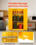 VEVOR Flammable Cabinet, 37.9 x 34.0 x 65.0 Inch, 65 Gallon Flammable Storage Cabinet with Adjustable Shelf, Cold-Rolled and Galvanized Steel Fire Cabinets, for Commercial Industrial Home Use, Yellow