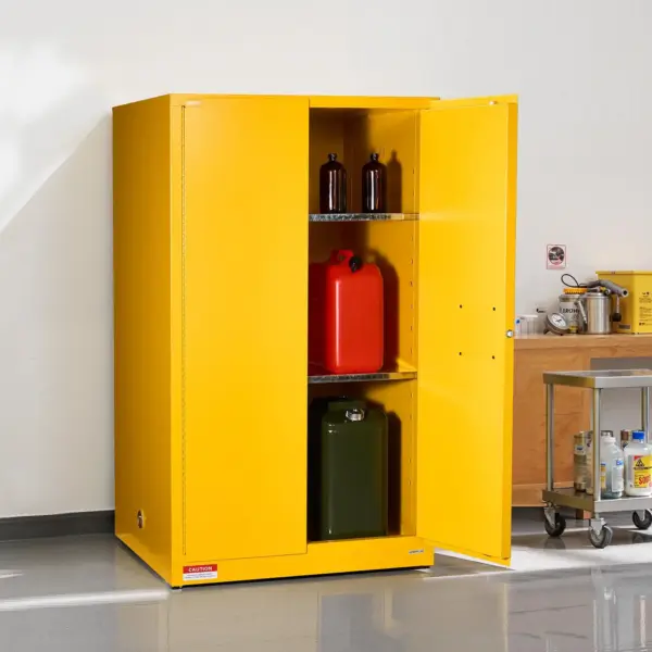 VEVOR Flammable Cabinet, 37.9 x 34.0 x 65.0 Inch, 65 Gallon Flammable Storage Cabinet with Adjustable Shelf, Cold-Rolled and Galvanized Steel Fire Cabinets, for Commercial Industrial Home Use, Yellow