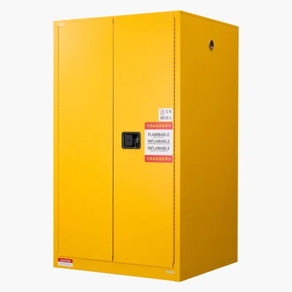 VEVOR Flammable Cabinet, 37.9 x 34.0 x 65.0 Inch, 65 Gallon Flammable Storage Cabinet with Adjustable Shelf, Cold-Rolled and Galvanized Steel Fire Cabinets, for Commercial Industrial Home Use, Yellow