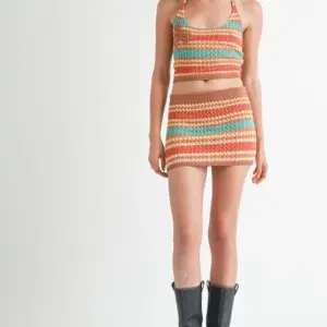 STRIPPED CROCHET MINI SKIRT
