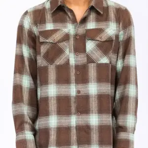 Regular Fit Checker Plaid Flannel Long Sleeve