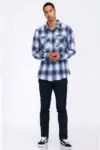 Regular Fit Checker Plaid Flannel Long Sleeve
