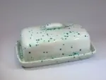 Butter Dish, Speckled Green Glaze