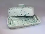 Butter Dish, Speckled Green Glaze