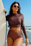 Geometric Printed Ruched Two Pieces Swimsuit