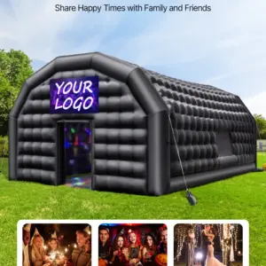 VEVOR Inflatable Nightclub, 29.5 x 19.7 x 13.1 ft Inflatable Party Tent with 1100W Blower & Sandbag, Ventilated Blow up Night Club with 2 Windows, Air Cube House for Event Birthday Wedding Party