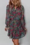 Maria Floral V Neck Puff Sleeve Dress