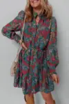 Maria Floral V Neck Puff Sleeve Dress