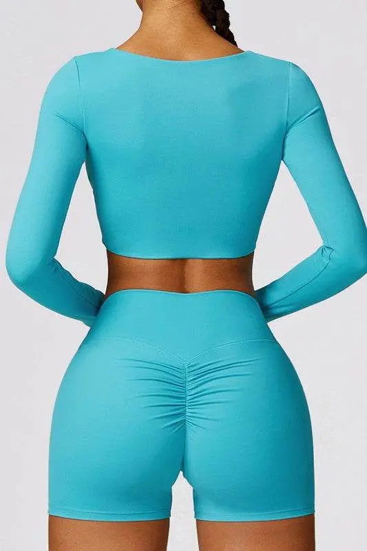 Quick-drying tight-fitting long-sleeved yoga bra