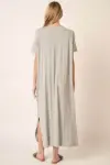 Mittoshop Side Slit Round Neck Short Sleeve Dress