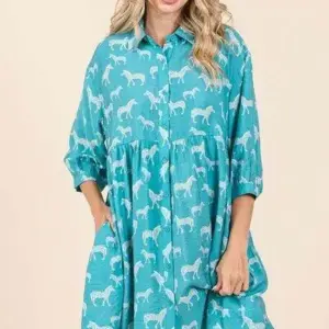 Mittoshop Zebra Print Button Down Shirt Mini Dress