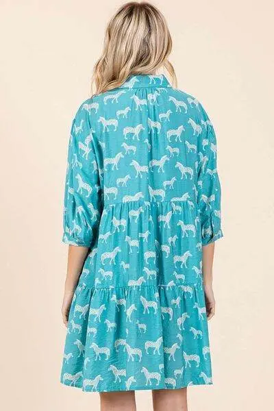 Mittoshop Zebra Print Button Down Shirt Mini Dress