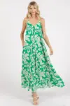 Mittoshop Printed V-Neck Maxi Cami Dress with Pockets