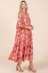 Mittoshop Abstract Leaf Print Tiered Ruffle Dress