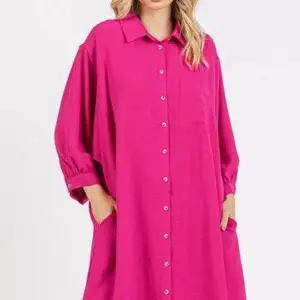 Mittoshop Airflow 3/4 Sleeve Buttoned Shirt Mini Dress