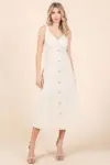 Mittoshop Stretch Twill Decor Button Sleeveless Midi Dress