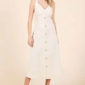 Mittoshop Stretch Twill Decor Button Sleeveless Midi Dress