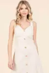 Mittoshop Stretch Twill Decor Button Sleeveless Midi Dress