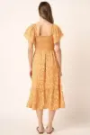 Mittoshop Flower Print Flutter Sleeve Smocked Midi Dress