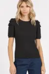 Mittoshop Textured Round Neck Short Sleeve Blouse