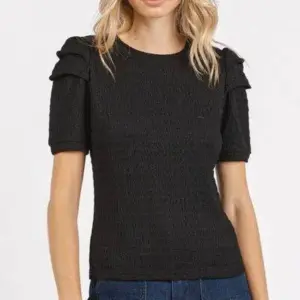 Mittoshop Textured Round Neck Short Sleeve Blouse
