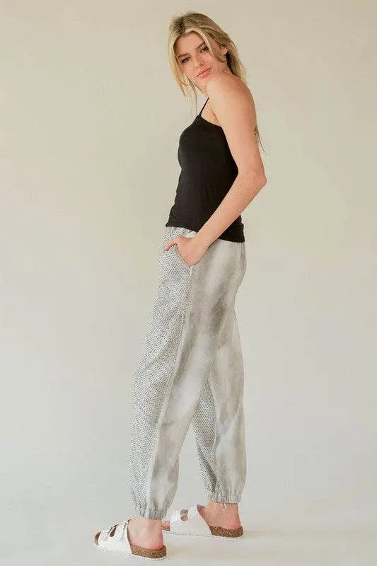Davi & Dani Rhinestone Elastic Waist Joggers