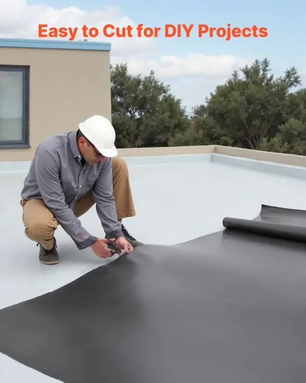 VEVOR Roll Roofing, 30 x 40 ft, 45 mil EPDM Rubber Roofing, Long Lifespan & Weather-resistant, Withstands Harsh Temperatures, Flexible & Easy Installation, Roof Underlayment for RVs, Roofs, Ponds