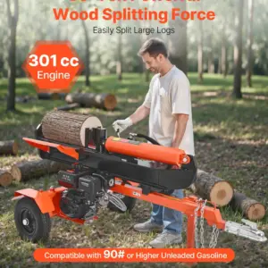 VEVOR 30 Tons Log Splitter, 306CC Engine, Powered Wood Splitter with 2" Ball Coupler, Auto Return, Vertical & Horizontal Mode, Firewood Splitting Wedge Machine for Forestry Harvest