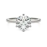 2 CTW Round Lab Grown Diamond Six Prong Solitaire Engagement Ring - G-VS Clarity, AGI Certified, 14K White Gold